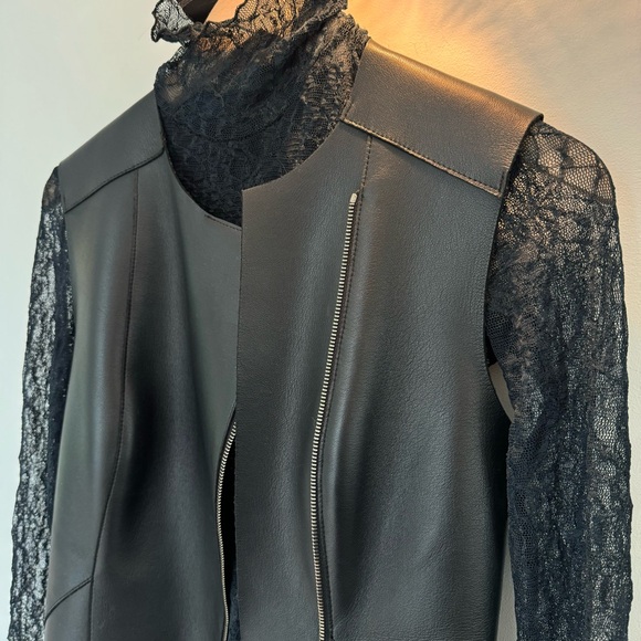 SOLD All Over Lace stretch Turtleneck Top in Black - Picture 16 of 17